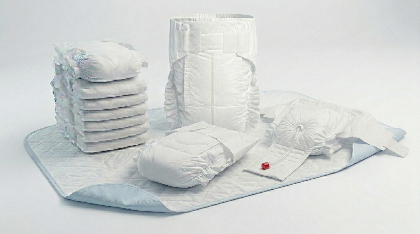 Cathease™ product lineup — Catheter Containment Compartment diapers